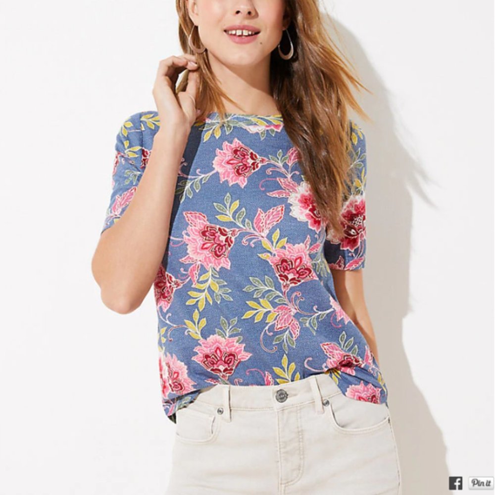 LOFT Garden Elbow Sleeve Tee Size Medium NWT